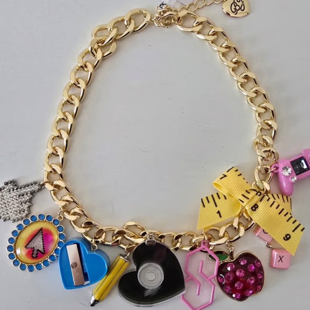 New Betsey Johnson School Supply Charm Necklace - Picture 4 of 11